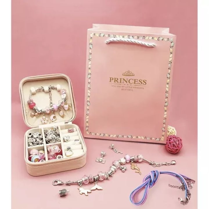 Set de artizanat, confectionare bijuterii de mana handmade pentru copii, 69 piese - Multicolor [5]