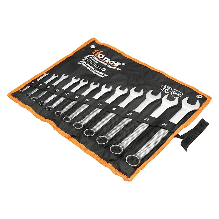 Set de chei inelare profesionale 6-24mm, 12 piese, crom vanadiu, husa transport inclusa [2]