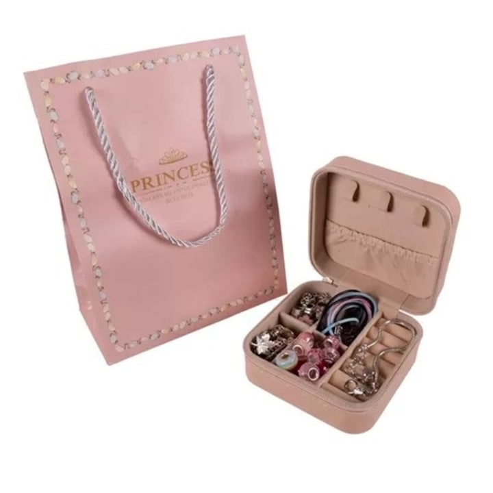 Set de creatie bijuterii, 66 elemente, confectionare bratari si lantisoare din charmuri, pentru copii 5+ ani, pentru dezvoltarea imaginatiei, include punga cadou si cutie depozitare, multicolor [2]