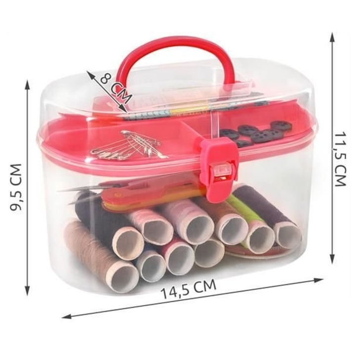 Set de croitorie, 43 articole pentru coasere si reparatii textile, cu cutie depozitare cu capac, multicolor [9]