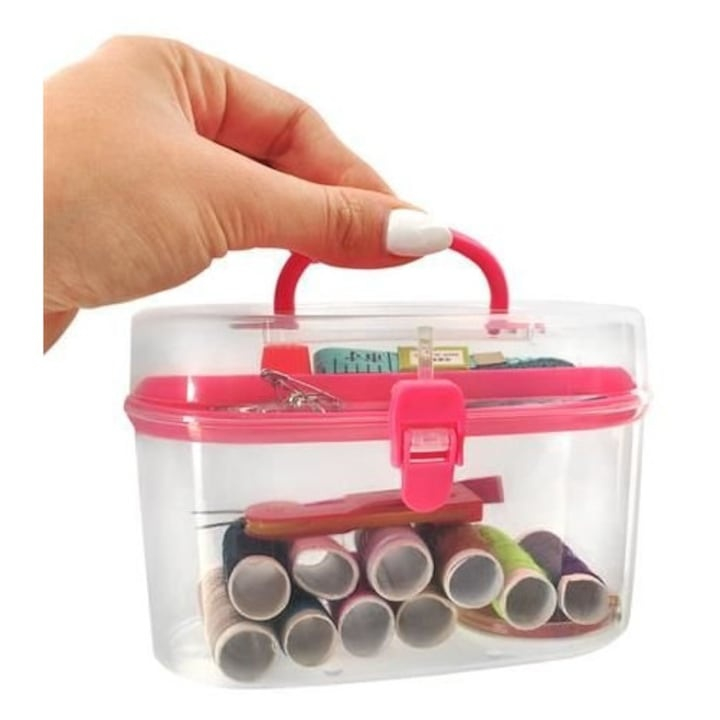 Set de croitorie, 43 articole pentru coasere si reparatii textile, cu cutie depozitare cu capac, multicolor [5]