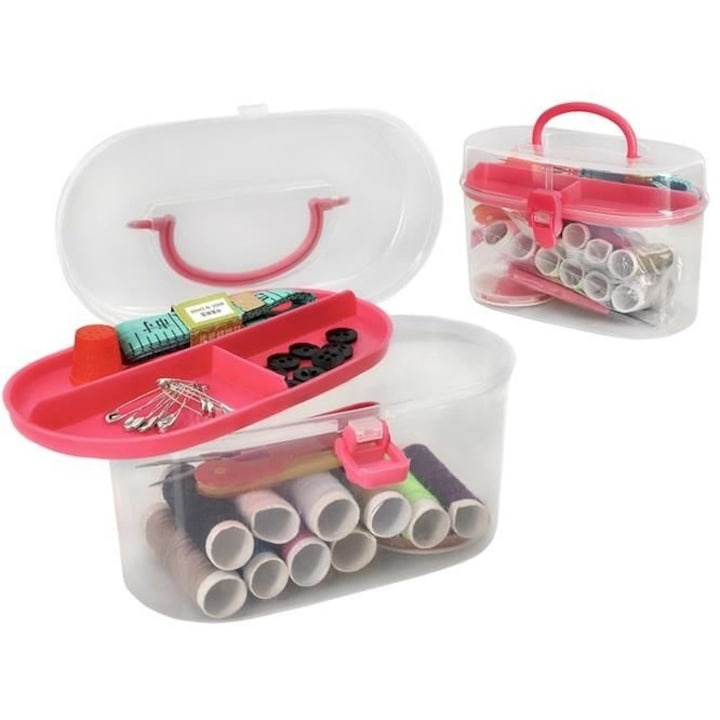 Set de croitorie, 43 articole pentru coasere si reparatii textile, cu cutie depozitare cu capac, multicolor [2]