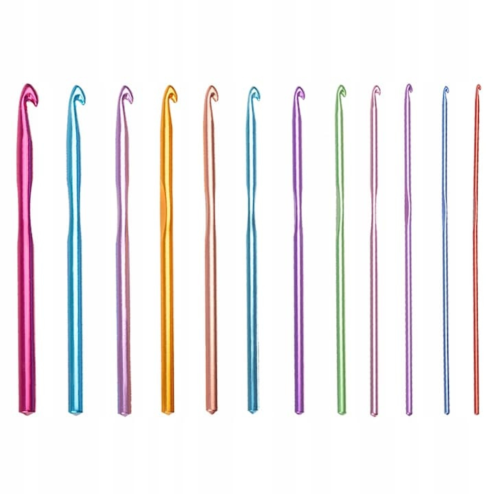 Set de crosetat, 12 piese, marimi diferite 2 mm – 8 mm, culori diverse, din aluminiu – confort, precizie si performanta pentru toate proiectele tale handmade [3]