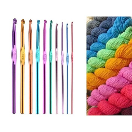 Set de crosetat complet cu 50 de piese,ace,carlige,accesorii + husa de depozitare inclusa [3]