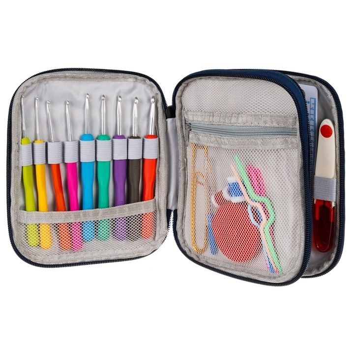 Set de crosetat cu 85 de piese, cu husa de depozitare – accesorii complete pentru proiecte creative si lucrari manuale precise [2]