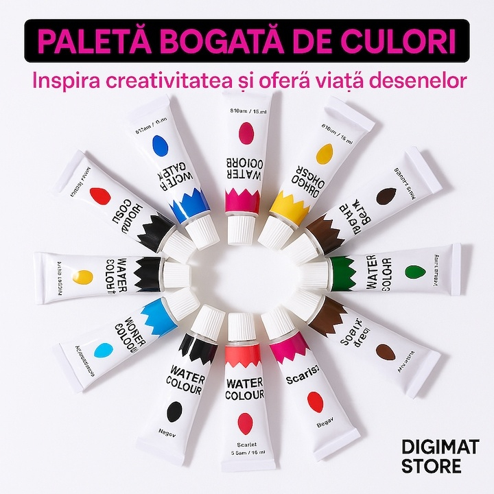 Set de desen si pictura pentru copii, 145 piese, valiza portabila din metal cu sertare, creioane, markere, acuarele, pasteluri, pensule si accesorii, organizare completa, roz [10]