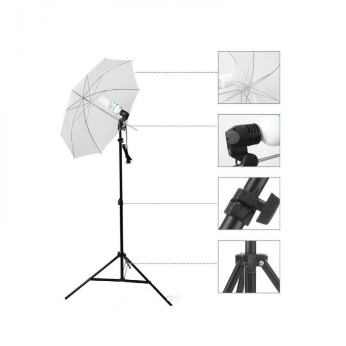 Set de iluminare foto video trepied 200 cm, bec foto 85W [4]