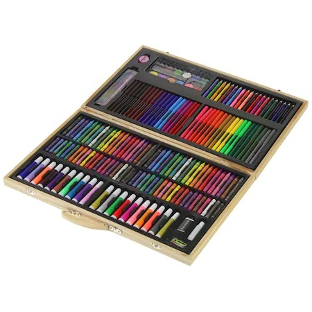 Set,trusa completa pentru copii,desenat,colorat si pictat,180 piese,trusa din lemn - Multicolor [2]