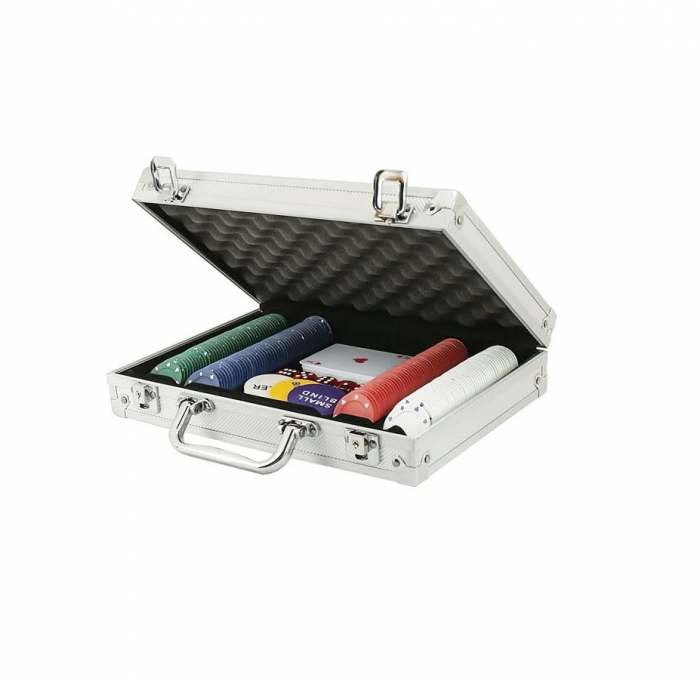 Set de poker cu 200 jetoane,trusa depozitare din aluminiu - Multicolor