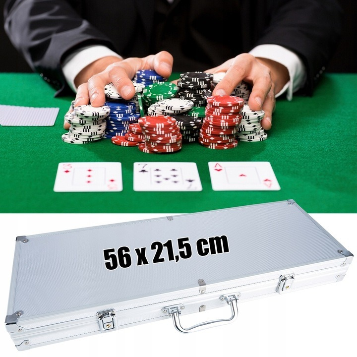 Set de poker cu 500 jetoane numerotate,trusa depozitare din aluminiu - Multicolor [3]