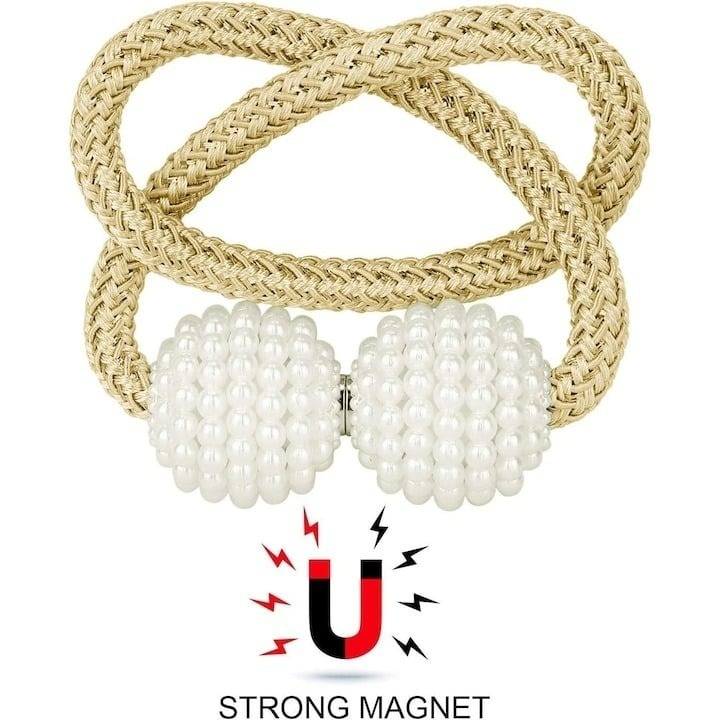 Set de prindere pentru draperii și perdele cu 2 magneți decorativi tip șnur, ornamentați cu mărgele – design elegant pentru decor interior [7]