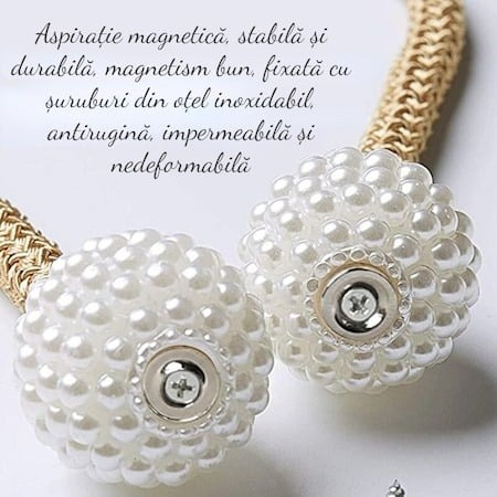 Set de prindere pentru draperii și perdele cu 2 magneți decorativi tip șnur, ornamentați cu mărgele – design elegant pentru decor interior [4]
