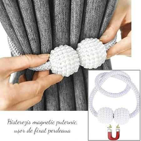 Set de prindere pentru draperii și perdele cu 2 magneți decorativi tip șnur, ornamentați cu mărgele – design elegant pentru decor interior [3]