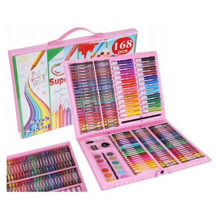 Set desen si pictura artistica, 168 piese, gentuta depozitare cu maner, 39 x 33 x 3,5 cm – complet, organizat si ideal pentru copii si adulti creativi [7]