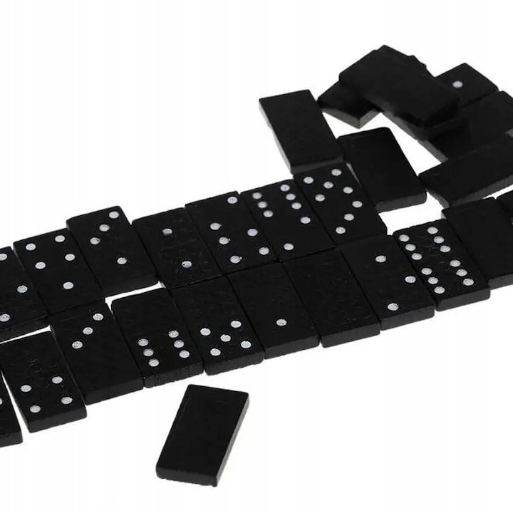 Set domino din lemn, 28 piese, 14.5x5x2.8 cm - Negru [5]