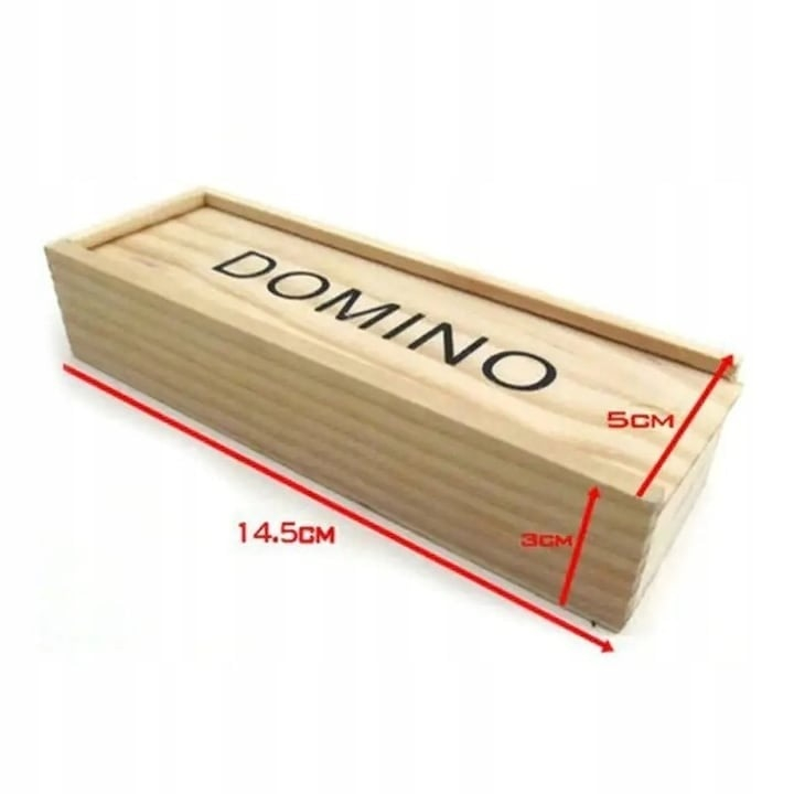 Set domino negru 14.5 x 5 x 3 cm, 28 piese, cutie din lemn cu capac culisant, joc clasic de strategie pentru copii si adulti [4]
