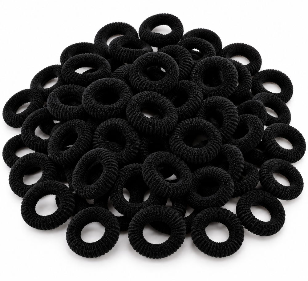 Set elastice negre, 2.3 cm, 50 bucati, pentru par fetite, accesorii pentru codite, prindere suvite, impletituri si coafuri creative [4]
