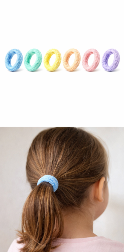 Set elastice par 20 piese diametru 4.5 cm textile colorate pentru prindere par copii si adulti, elastice moi pentru coada sau impletituri [2]