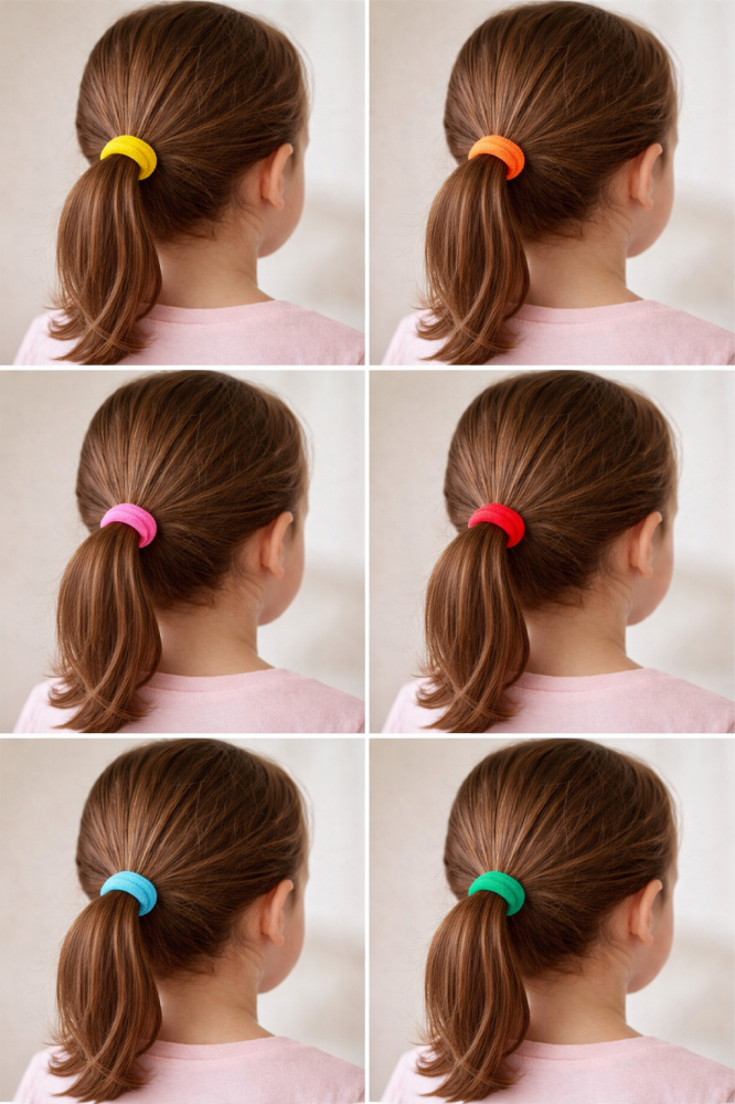 Set elastice par copii 6 bucati diametru 5 cm accesorii par colorate pentru codite si impletituri [4]