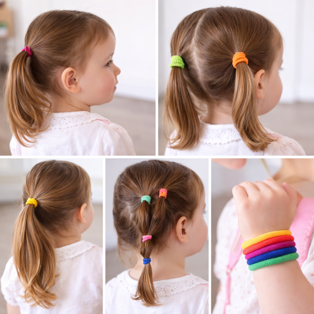 Set elastice par copii 6 piese diametru 6.5 cm accesorii par colorate pentru codite si impletituri [3]