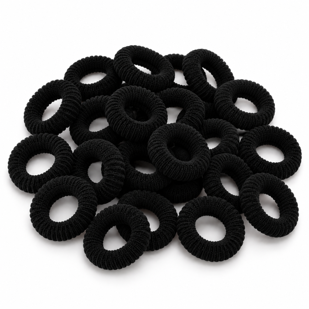Set elastice pentru par negre, 2.3 cm, 20 bucati, accesorii pentru fetite, codite, impletituri, coafuri si fixarea suvitelor [2]