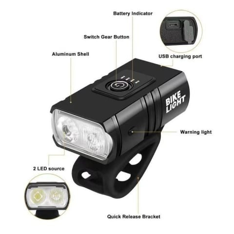 Set far si stop pentru bicicleta ,model Bike Light, autonomie 4 ore,alimentare USB, rezistenta la apa + set 2 capace valva, rosu [6]
