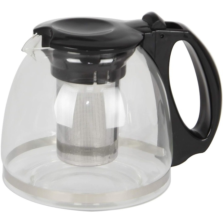 Set fierbator electric din inox, 1800W, capacitate 2l, cana de sticla cu sita de inox 1.5l, termostat automat, suport prevazut cu plita pentru mentinerea calda a bauturilor [3]