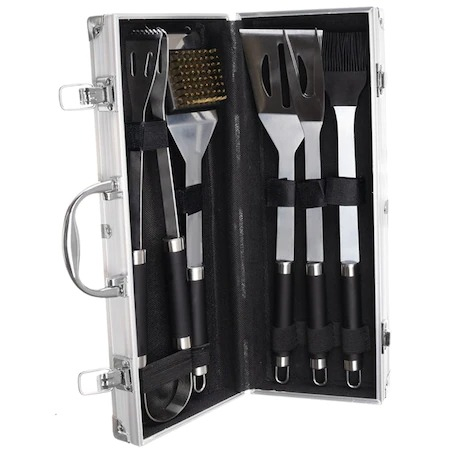 Set gratar cu 5 ustensile,culoare inox, cutie de depozitare aluminiu [4]