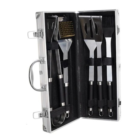 Set gratar cu 5 ustensile,culoare inox, cutie de depozitare aluminiu [7]