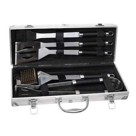 Set gratar cu 5 ustensile,culoare inox, cutie de depozitare aluminiu [3]