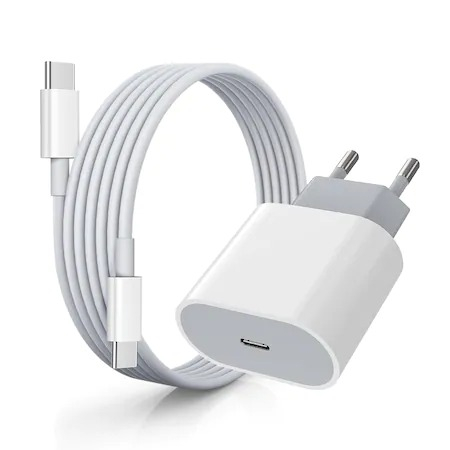 Set incarcator 20W USB-C + Cablu USB C - USB C 100 cm - Alb [2]