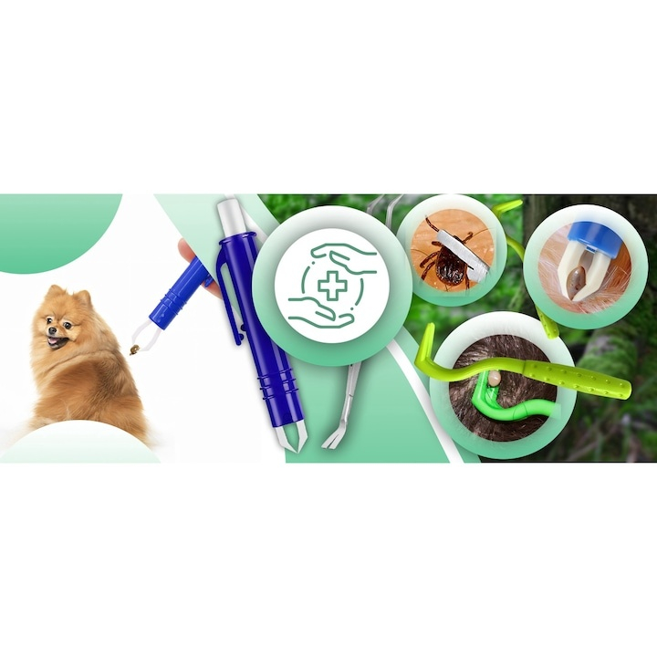 Set indepartare capuse 8 piese, carlige, pensete, lupa, pieptene, etui, pentru oameni si animale [6]