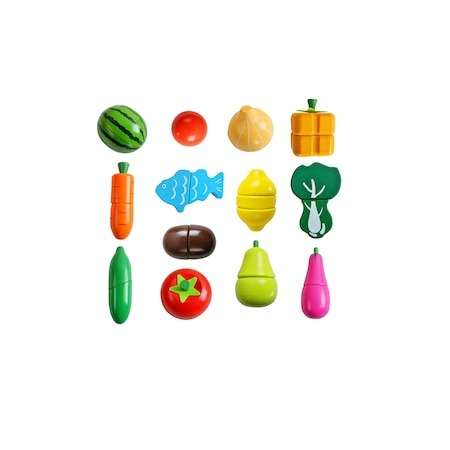 Set de taiat fructe si legume pentru copii,17 piese,2 cutite,1 tocator,1 peeler,cutie lemn - Multicolor [3]