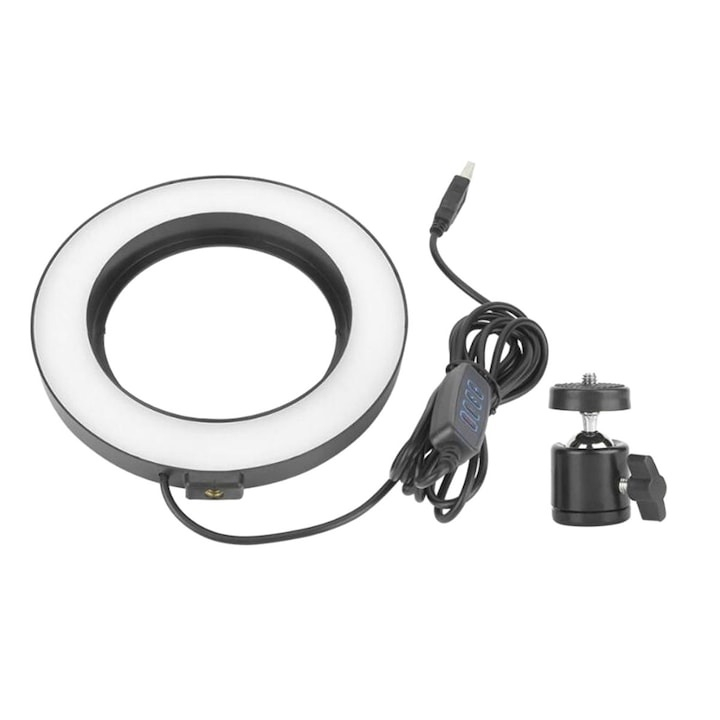 Set lampa circulara cu trepied, culoare 3200K–5800K, alimentare USB 5V, diametru inel 16 cm, pliabil – accesoriu ideal pentru fotografie [5]