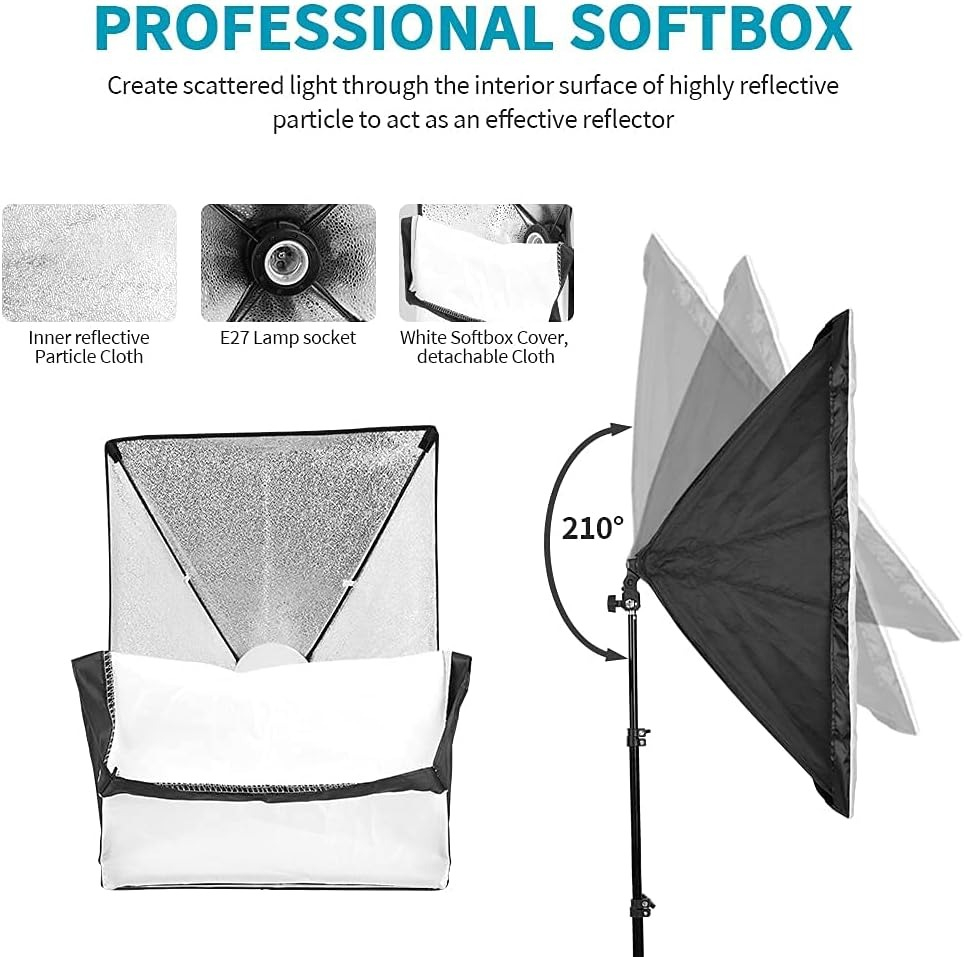 Kit de 2 softboxuri, 2 trepiezi reglabili 200 cm, 2 becuri LED de 105W cu telecomanda control, geanta de transport inclusa [5]