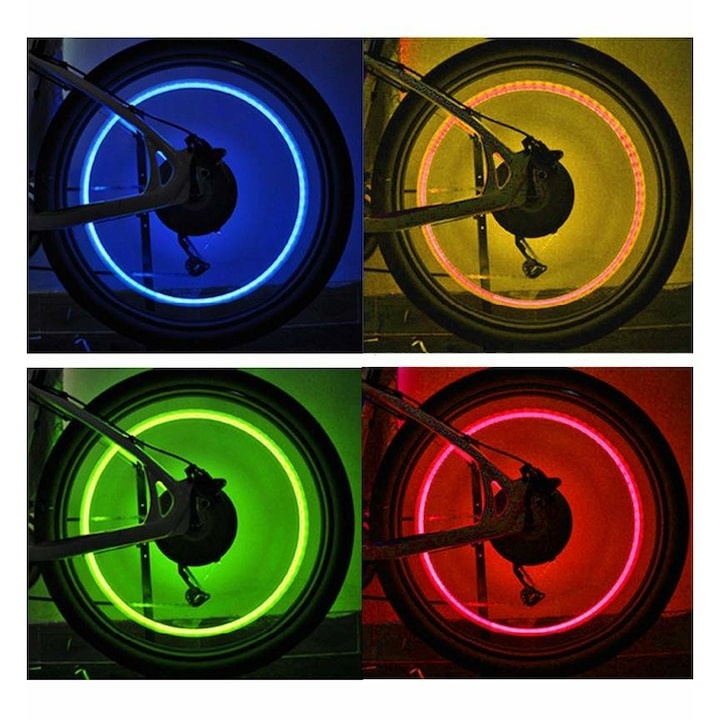 Set lumini LED pentru ventil, colorate, cu senzor de lumina – vizibilitate crescuta si efect vizual spectaculos pentru rotile bicicletei [9]