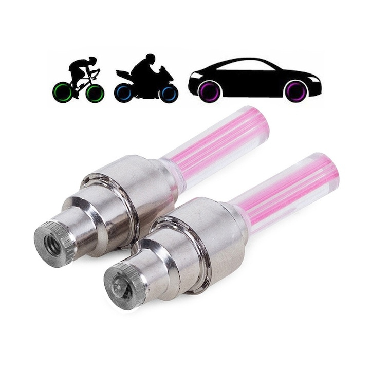 Set lumini LED pentru ventil, cu senzor de miscare, lumina roz – compatibil universal pentru masini si biciclete Adauga un plus de vizibilitate si stil vehiculului tau cu acest set de lumini LED pentr [8]