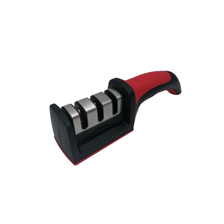 Set macelarie bucatarie cu cutit Chef 38 cm, cutit filetat 30 cm, otel inoxidabil, manere albastre, ascutitoare si suport magnetic [6]