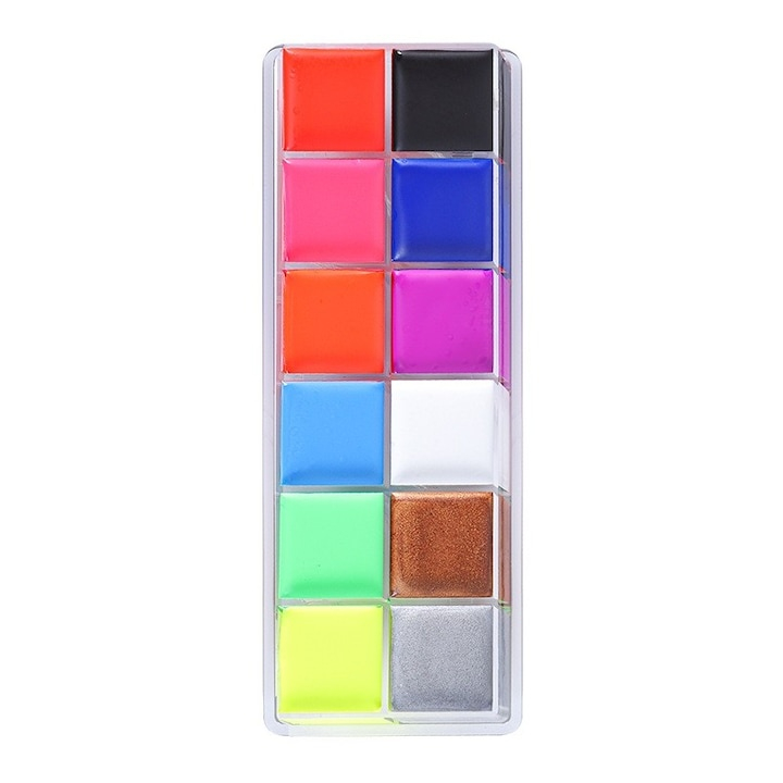 Set machiaj artistic pentru fata si corp, 12 culori vibrante pe baza de ulei, paleta profesionala multicolora [1]