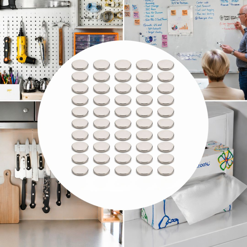 Set magneti neodim puternici N48 tip disc 10x1.5 mm, 50 bucati, fixare sigura, aplicatii tehnice si proiecte DIY [4]