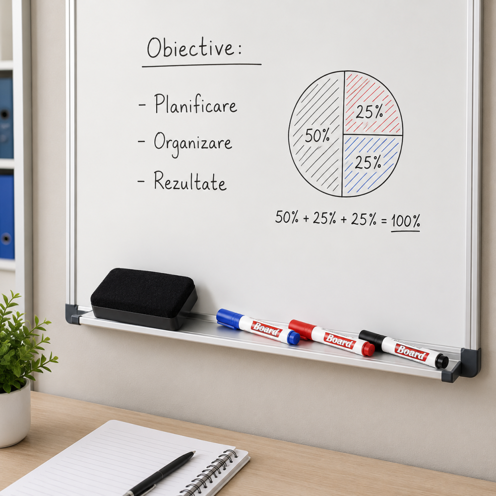 Set markere whiteboard reutilizabile, 3 culori, negru, rosu si albastru, cu burete pentru tabla magnetica, markere 14 cm, stergere usoara [2]