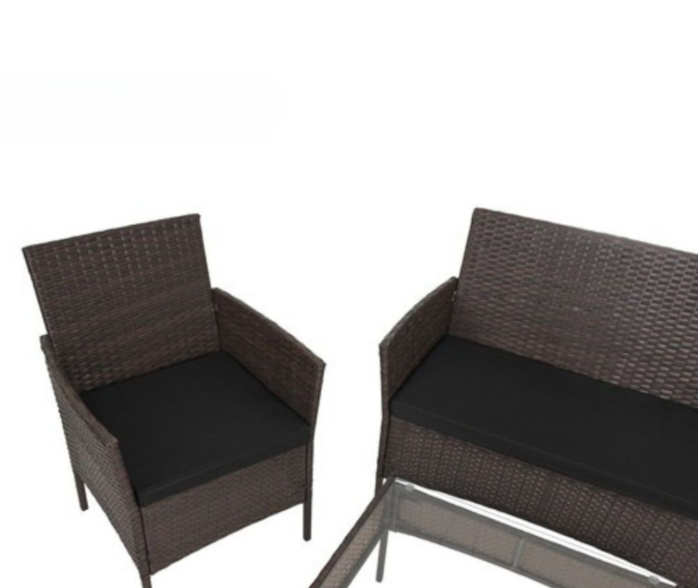 Set mobilier gradina ratan maro cu canapea 2 locuri, 2 fotolii si masa sticla, perne incluse, rezistent exterior [16]