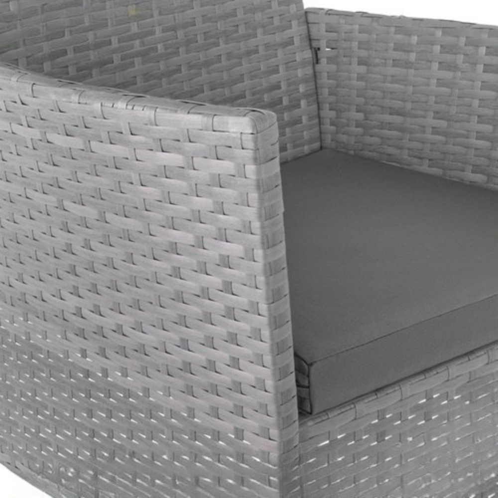 Set mobilier gradina technoratan 4 piese, canapea 2 locuri, 2 fotolii, masa cu blat sticla si perne gri inchis [9]