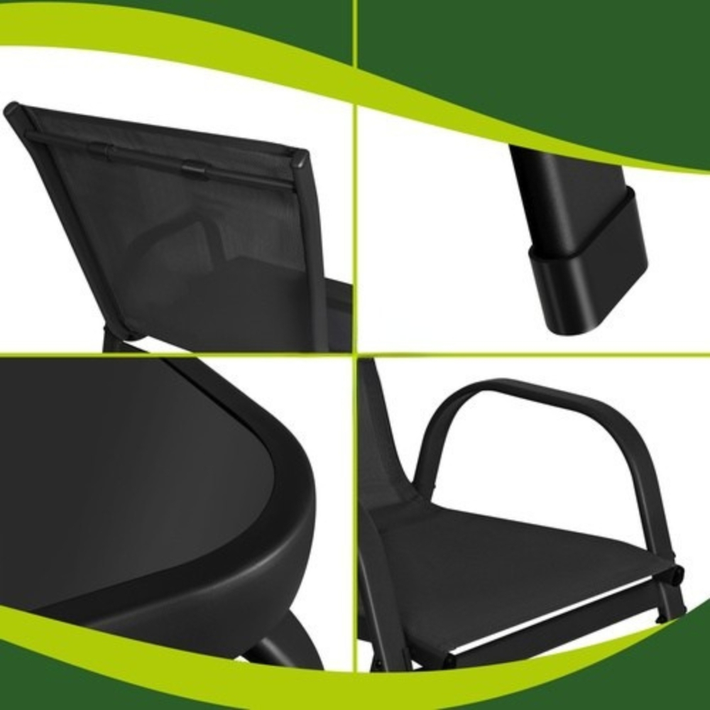 Set mobilier gradina, terasa, balcon, canapea 2 locuri, masa, 2 scaune, metal/sticla, negru [9]