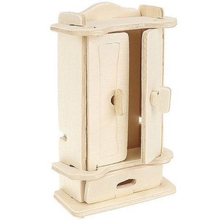 Set mobilier pentru casuta de papusi natur, 34 piese din lemn DIY, mobilier miniatural de asamblat si personalizat, 175 elemente, 3 ani+ [10]