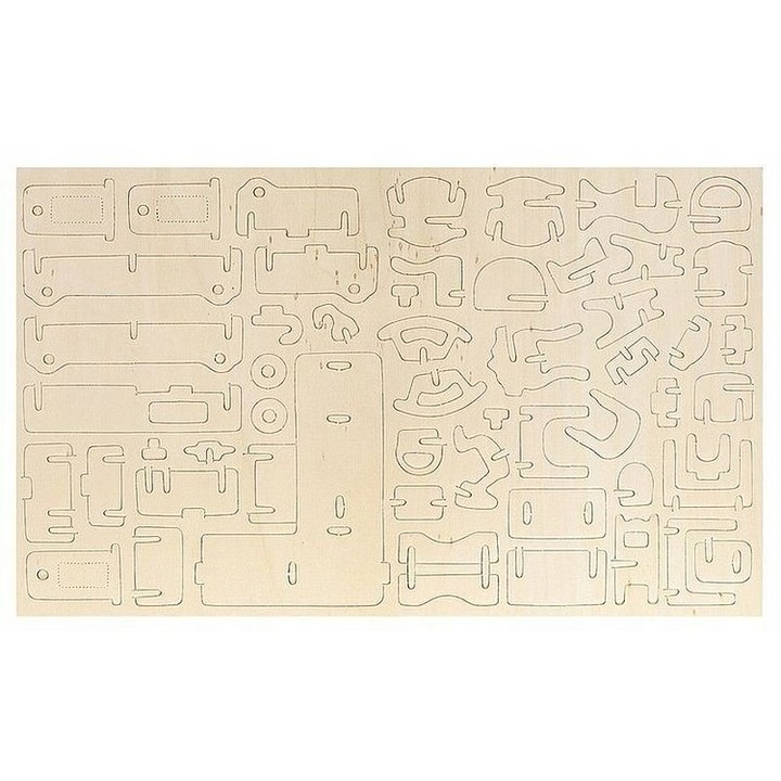 Set mobilier pentru casuta de papusi natur, 34 piese din lemn DIY, mobilier miniatural de asamblat si personalizat, 175 elemente, 3 ani+ [3]