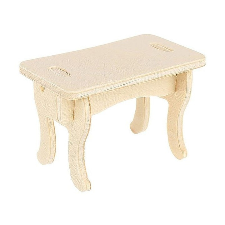 Set mobilier pentru casuta de papusi natur, 34 piese din lemn DIY, mobilier miniatural de asamblat si personalizat, 175 elemente, 3 ani+ [17]