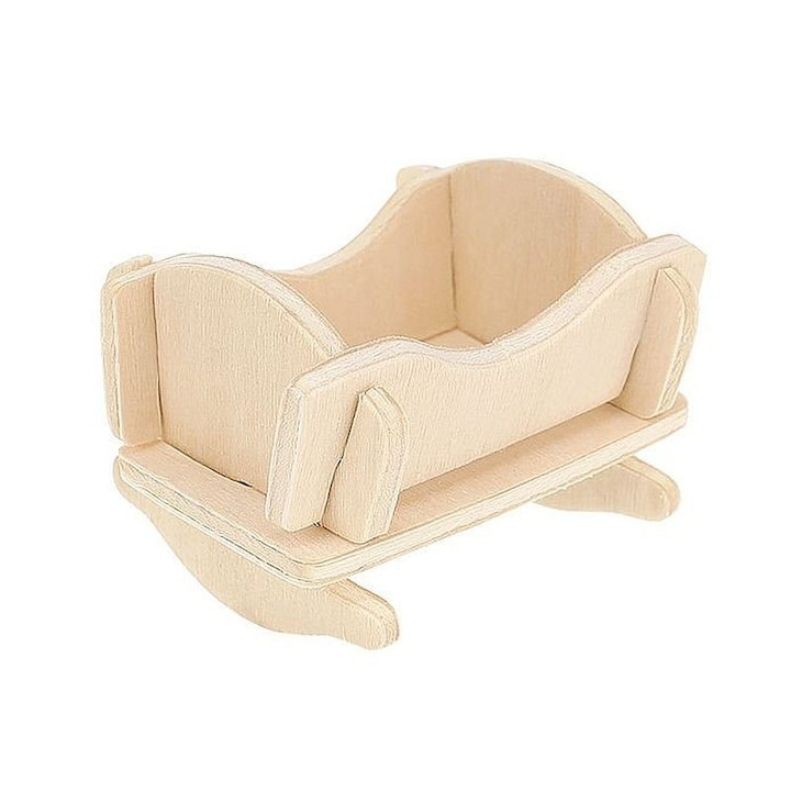 Set mobilier pentru casuta de papusi natur, 34 piese din lemn DIY, mobilier miniatural de asamblat si personalizat, 175 elemente, 3 ani+ [19]