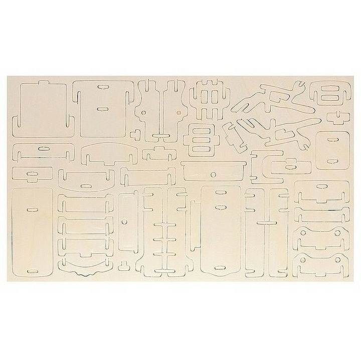 Set mobilier pentru casuta de papusi natur, 34 piese din lemn DIY, mobilier miniatural de asamblat si personalizat, 175 elemente, 3 ani+ [5]