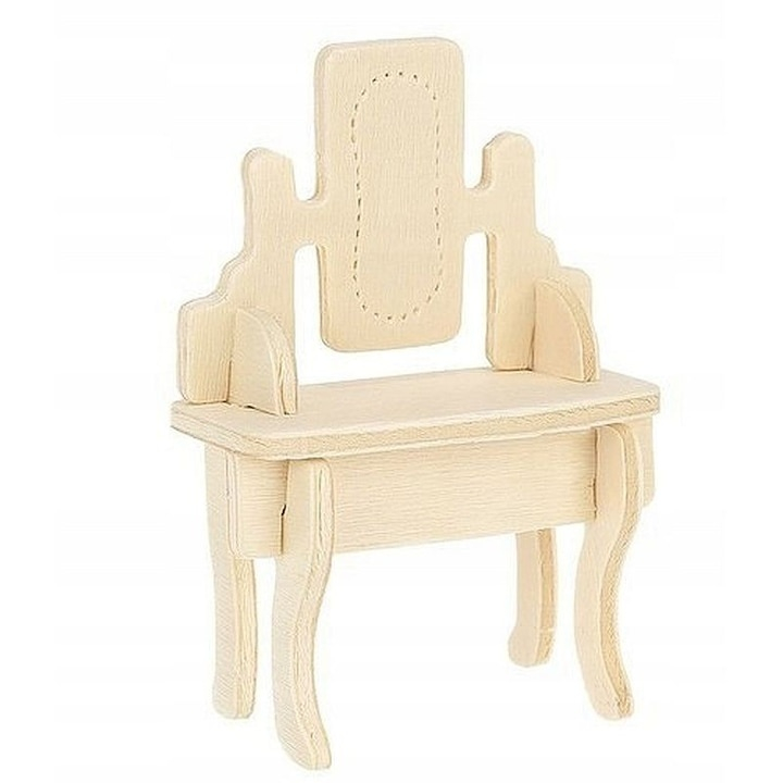 Set mobilier pentru casuta de papusi natur, 34 piese din lemn DIY, mobilier miniatural de asamblat si personalizat, 175 elemente, 3 ani+ [15]